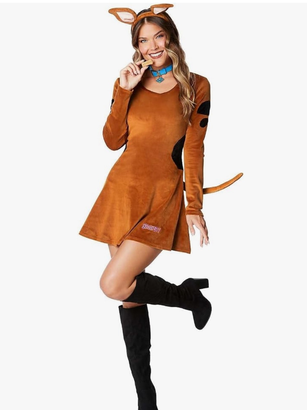 Scooby-Doo Inspired Women's Brown Velvet Dress Costume